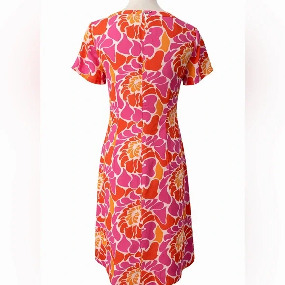 Banana Republic Pink Orange Mod Floral Shift Dress Size 4 - Picture 2 of 4